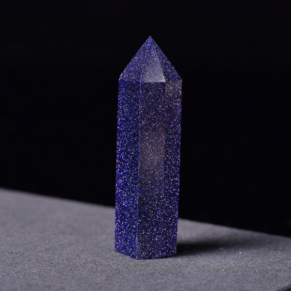 Water Element: Blue Goldstone Hexagonal Prism Ornaments