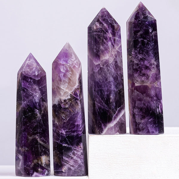 Fire Element : Amethyst Crystal Hexagonal Prism Ornaments